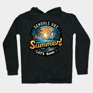 End of School Retro sunset Schools Out For Summer Teacher Hoodie